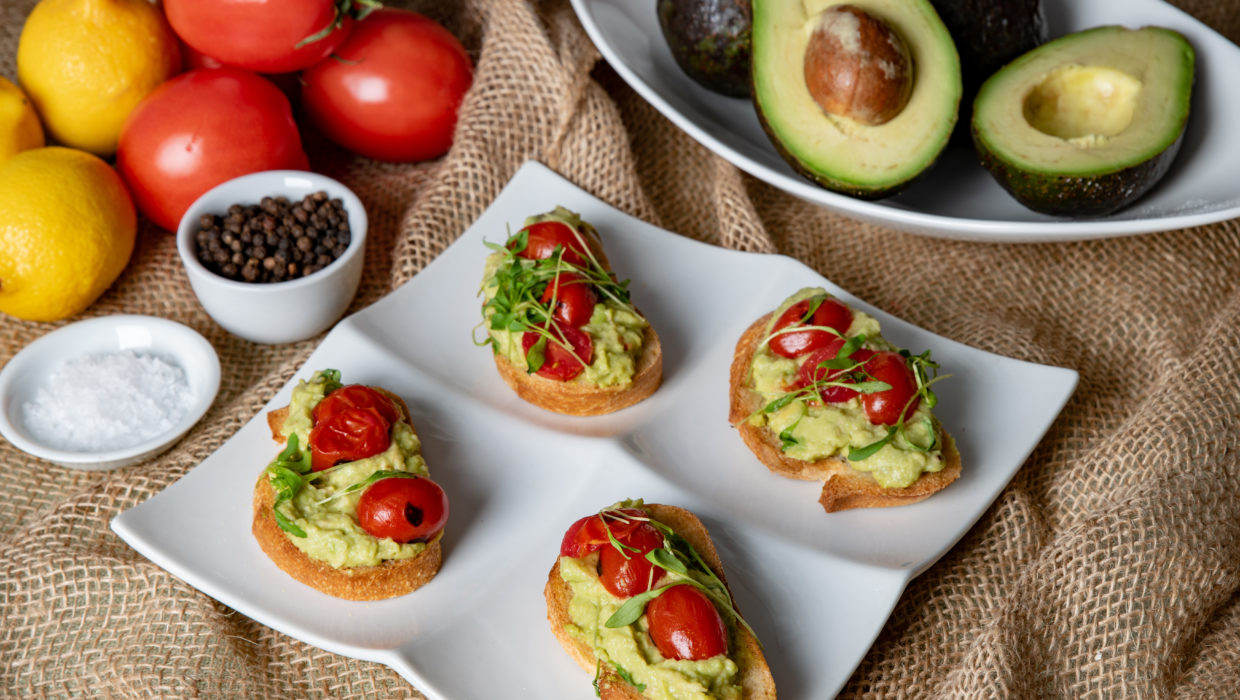 Avocado toast with blistered tomatoes