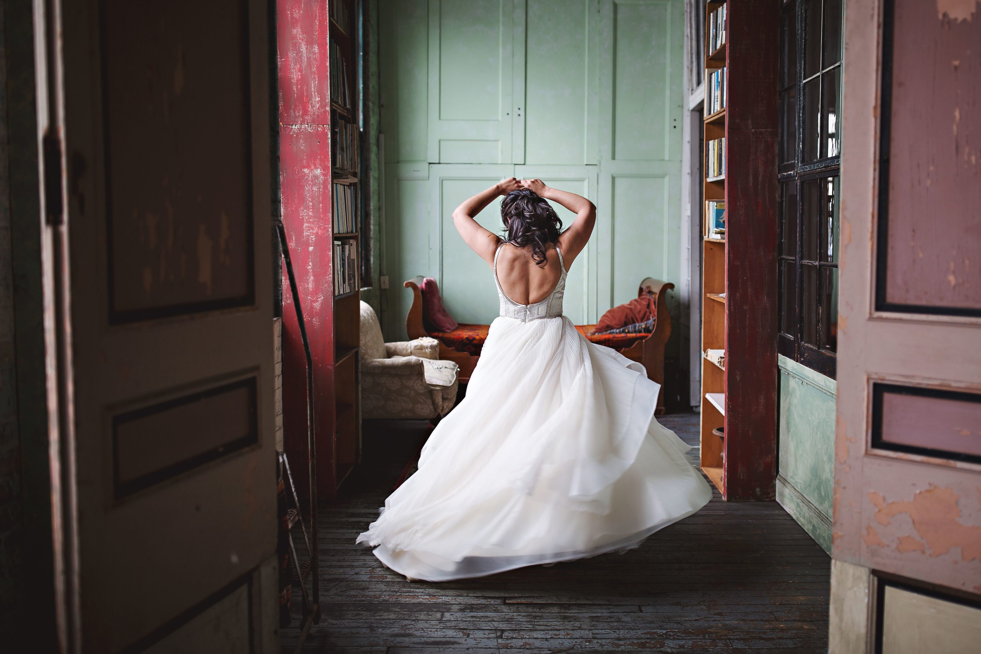 Bride dancing on her own