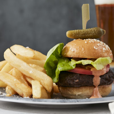 Cocktail Station, Slider and Fries with a Cold Beer