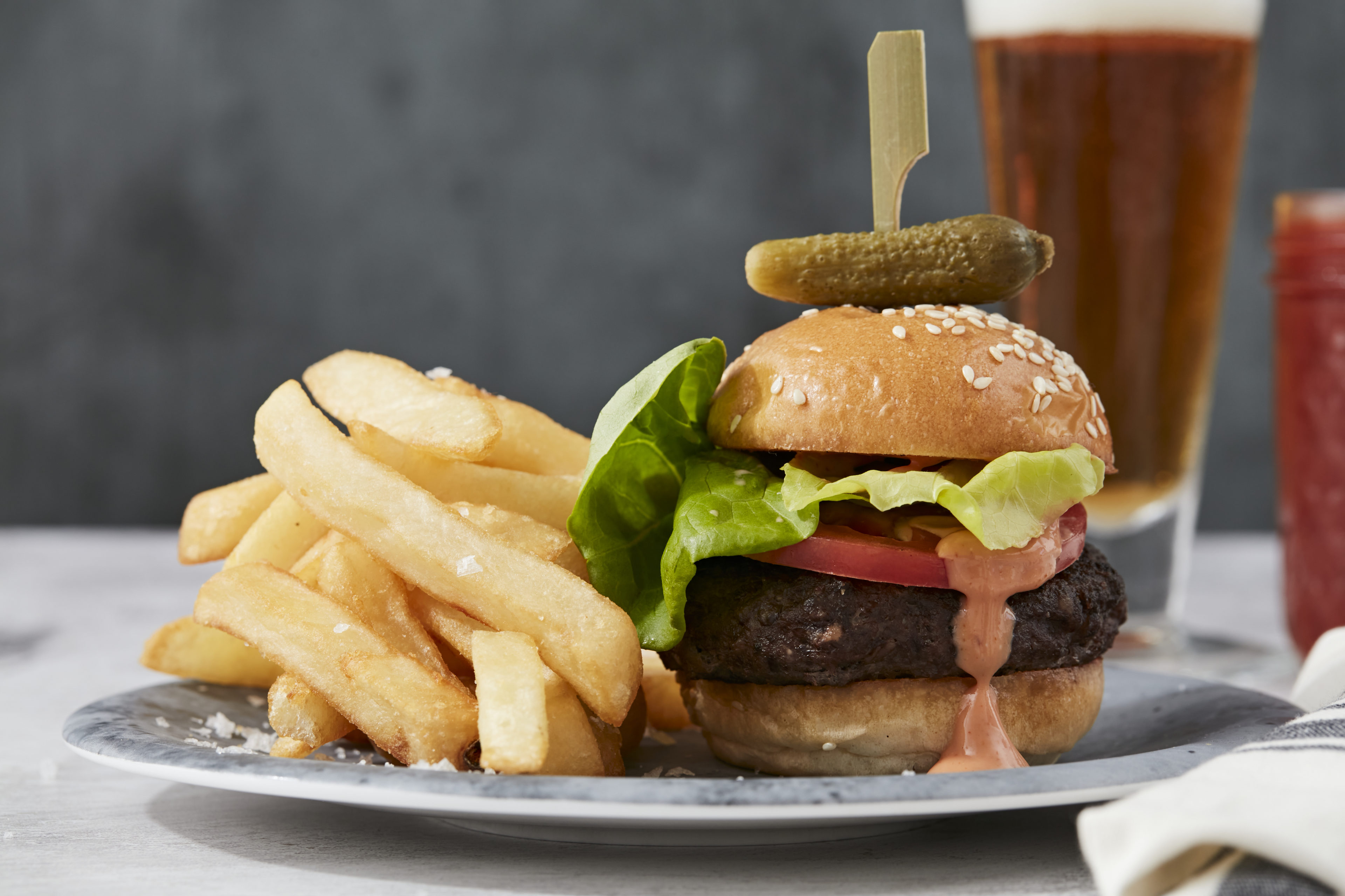 Cocktail Station, Slider and Fries with a Cold Beer
