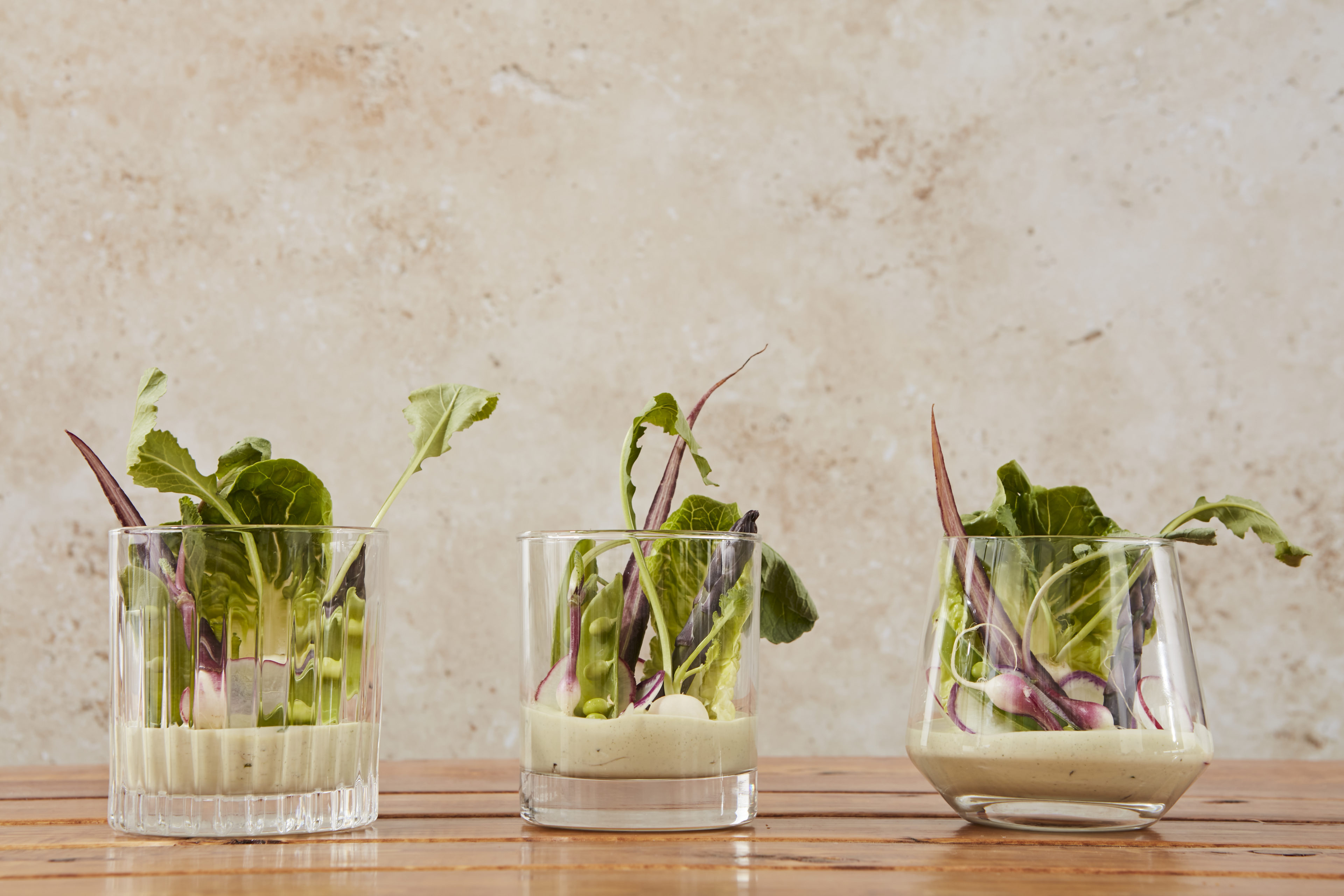 Potted Crudites, Green Goddess Dressing