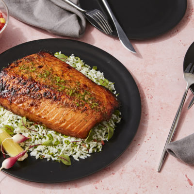 Lunch Main - Chipotle Lime Roasted Salmon, Cilantro Rice, Mango Salsa