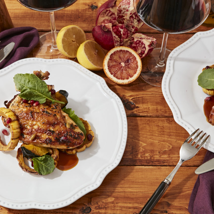Pomegranate Glazed Airline Chicken Breast