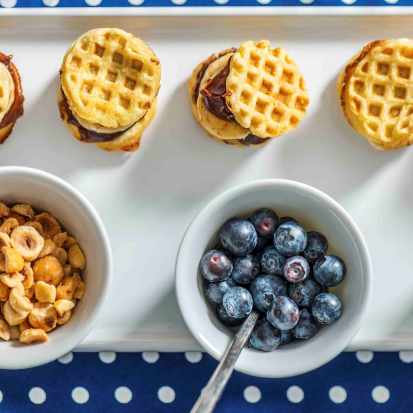 Mini Waffle Sandwiches, Fruit and Nutella