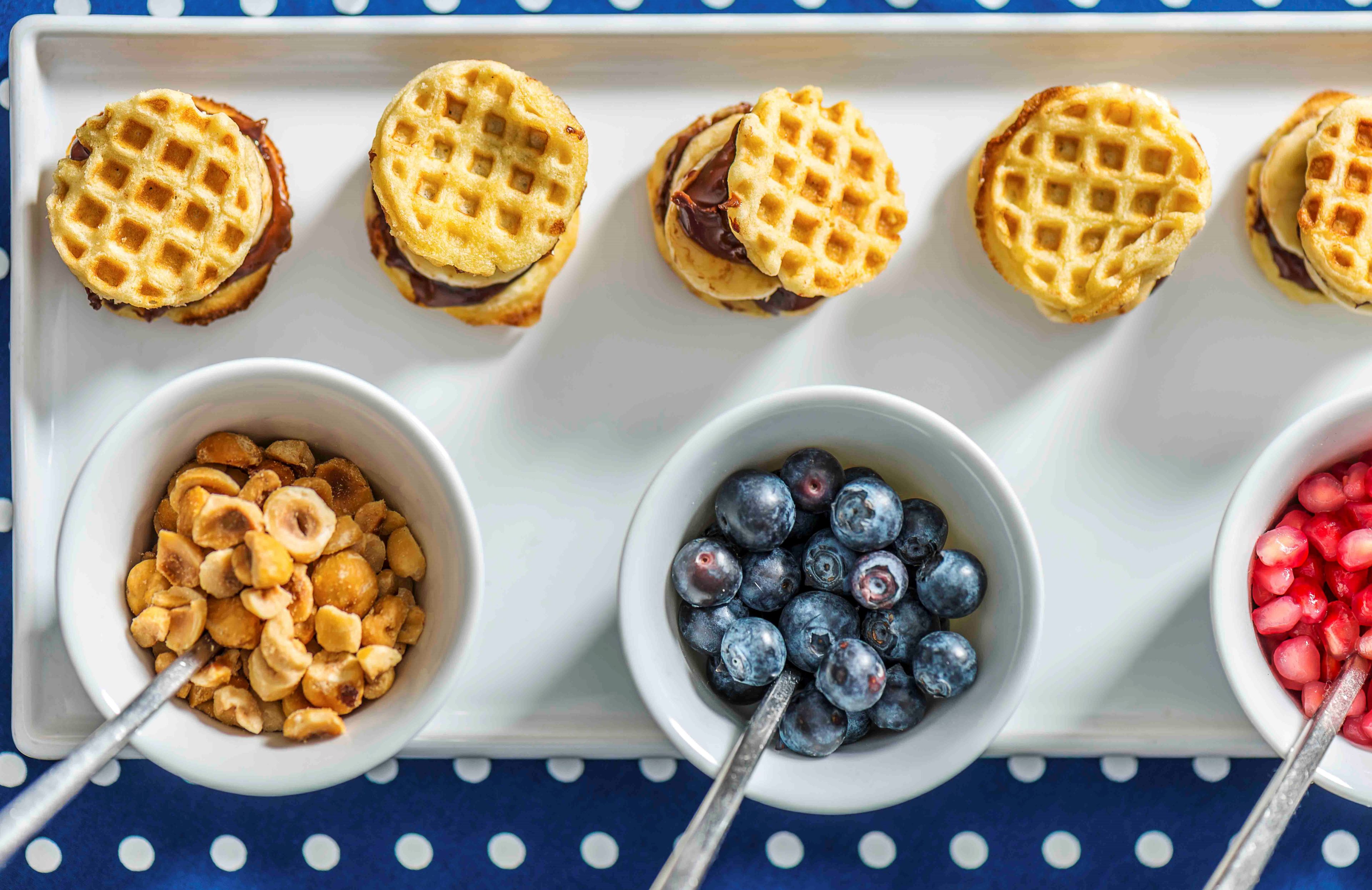 Mini Waffle Sandwiches, Fruit and Nutella