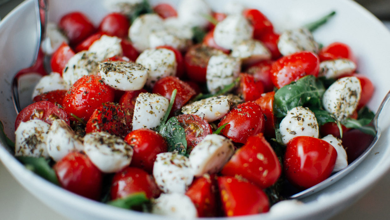 Tomato, mozzarella, and basil salad