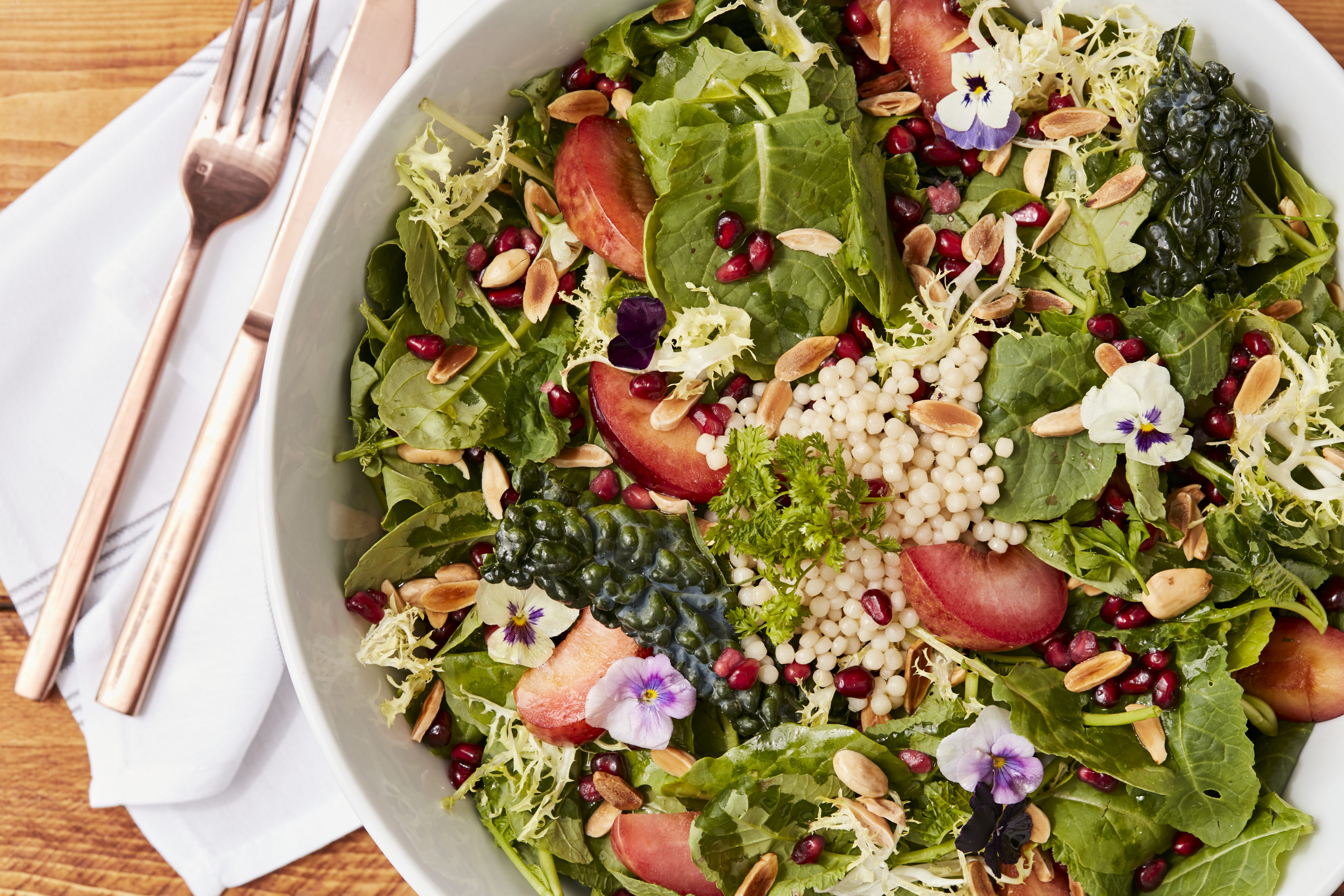 Kale Almond Salad, Curry Vinaigrette