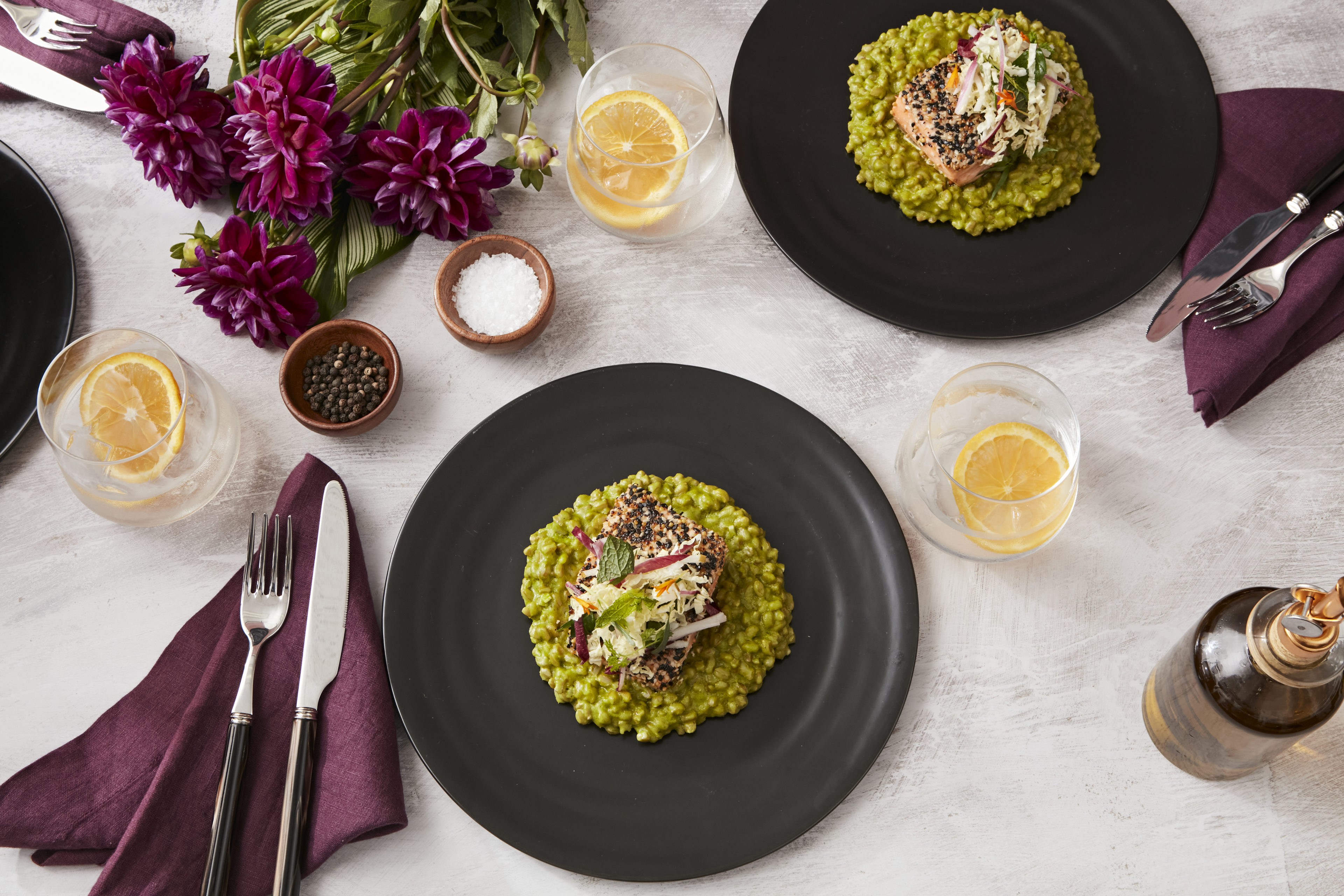 Main Dish - Seed-Crusted Arctic Char, Farro Risotto