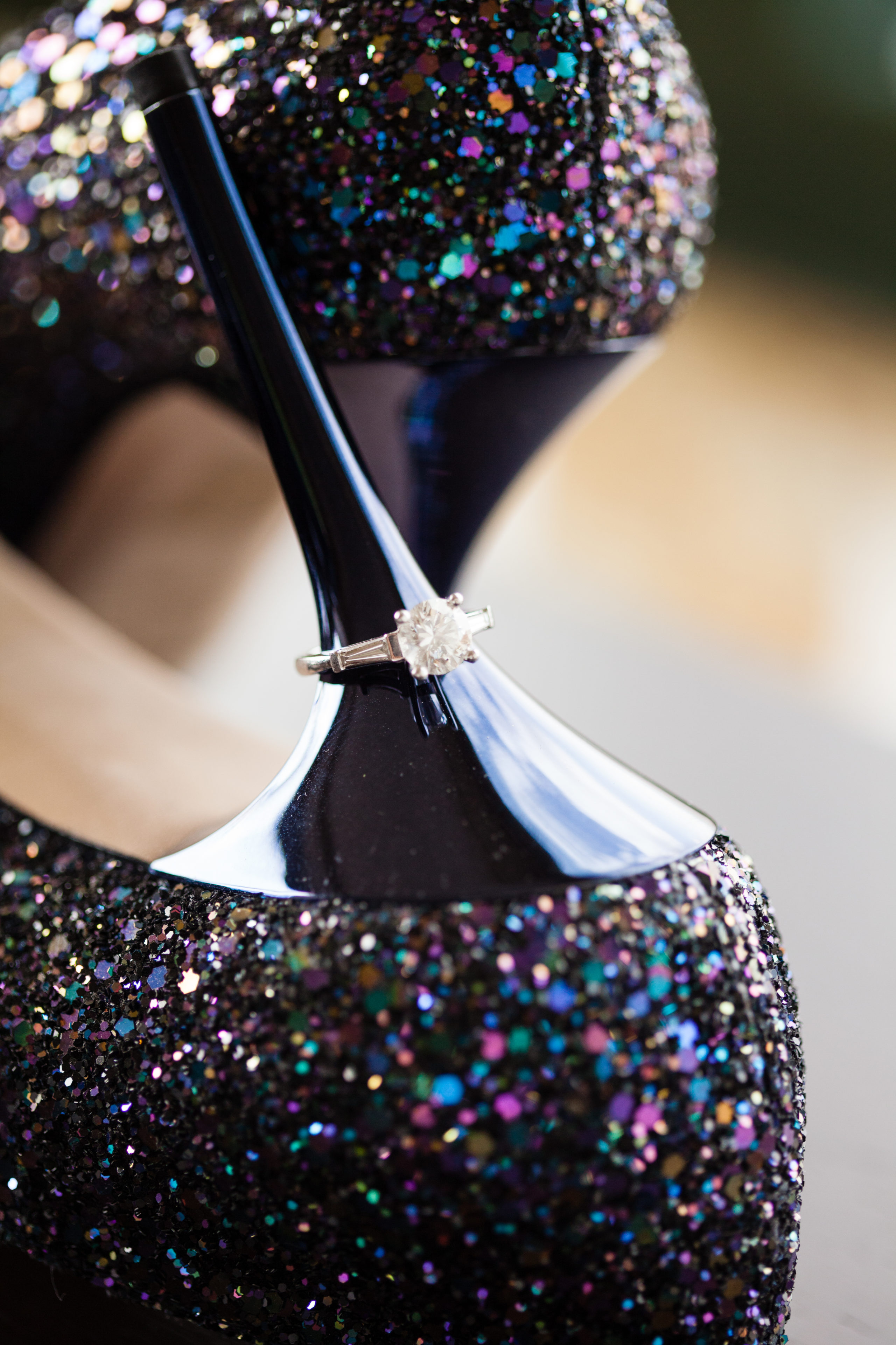 Wedding ring and sparkly Jimmy Choo shoes